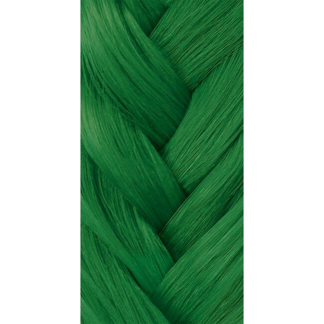 Braided green hair extensions on a white background