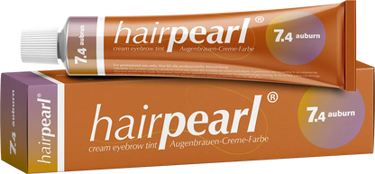 Hairpearl eyebrow tint with packaging on a white background