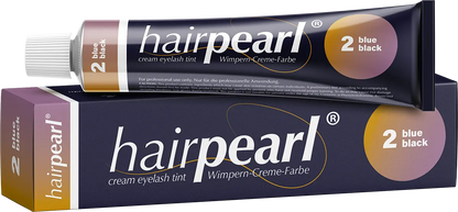 Hairpearl eyelash tint tube and packaging on a white background