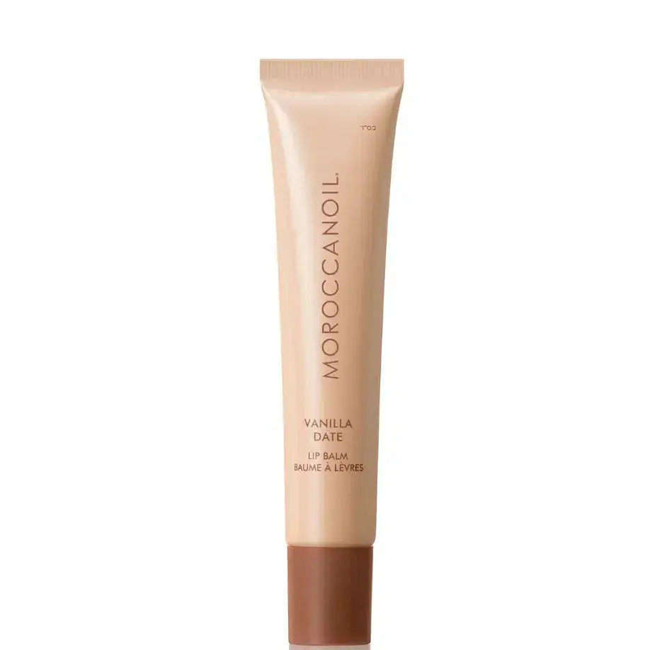 Moroccanoil lip balm tube on a white background