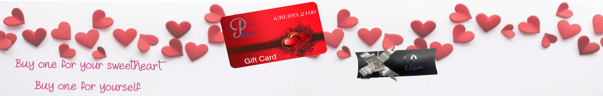 Red gift card with hearts on a white background